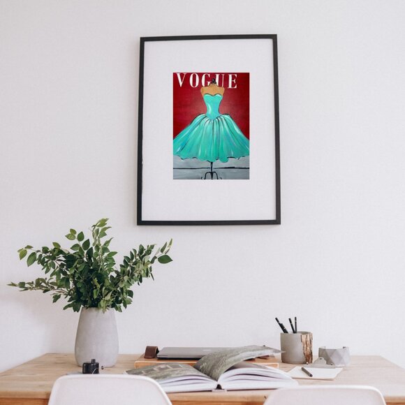 Original Acrylic Painting  Vogue Cover Fashion Art, Retro Fashion Wall Décor, - Picture 7 of 14